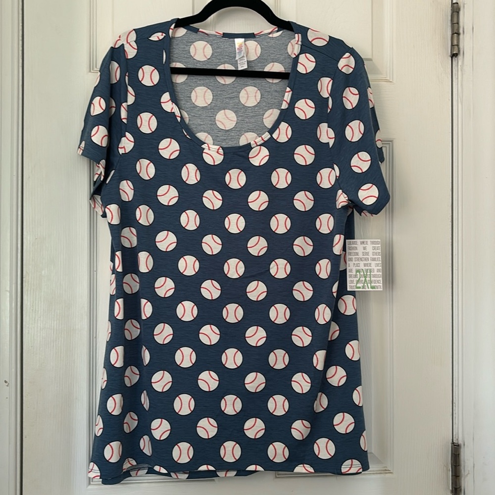 NWT LulaRoe XXL 2X Baseball Print Classic T Tee Shirt Top